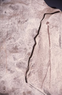 Later Stone Age rock painting interpreted by recent scholars as recording a shamanistic trance dance known as simbo