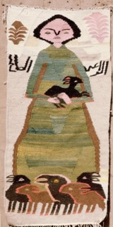 Wool tapestry of religious subject by Miriam Hermina (born 1936), a Coptic weaver and one of the first children to come to the school in old Cairo