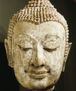 A head of a Buddha in the style of the Ayuthya School