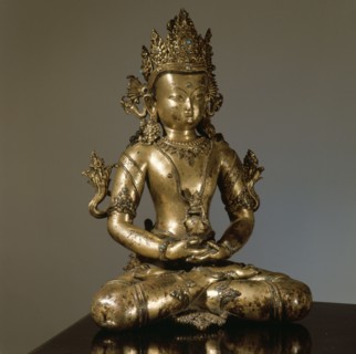 A statue of a Bodhisattva, one of those who undertakes to attain Nirvana, but who renounces it in order to help people on earth reach the same spiritual level