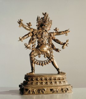 Rare early bronze figure of an unidentified deity of the Bon Po sect