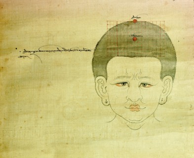 A medical thangka from a version of the commentary on the ancient Four Tantras, the fundamental treatise of Tibetan medicine