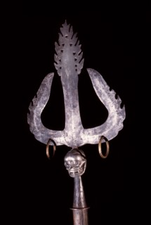 Iron trident with silver skull at base