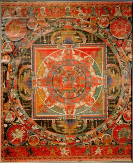 Thang ka depicting a mandala, used as an instrument of meditation