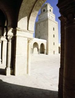 The Great Mosque at Kairouan, one of the oldest Islamic buildings and the first important one in North Africa