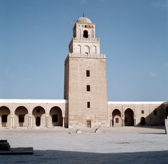 The Great Mosque at Kairouan, one of the oldest Islamic buildings and the first important one in North Africa