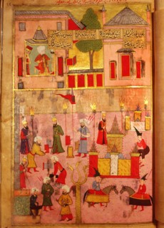 Page from the Sahansahname, a chronicle of Ottoman Sultans, written by Loqman, probably illustrated by Nakkas Osman