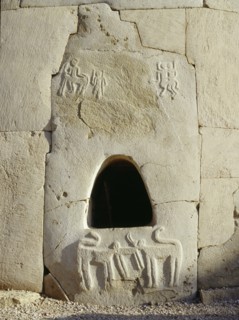 Northwest entrance of Hili tomb, a multiple grave within a pillbox shaped structure of finely dressed stones