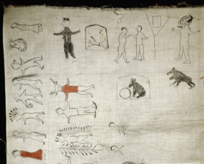 Detail of a Winter Count, a pictographic calendar of Plains Indian history