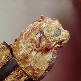 Detail of an animal head on the Mammen horse collar