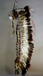 The Sioux shaved horn war bonnet and eagle feather trailer symbolized the collective deeds of the followers of a particular war leader