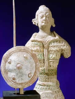 A model of a soldier that was discovered in a shrine at Ming oi, a remote outpost on the northern Silk Road where units of Tai Zongs militia protected Chinas precious trade routes