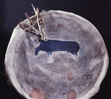 Shield made from buffalo hide which was owned by the the grandfather of Cut the Bears Ears