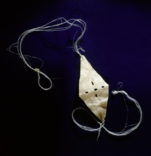 Rawhide slingshot used by boys for hunting waterfowl and other birds