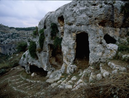 View of some of the 5000 burial chambers at Pantalica