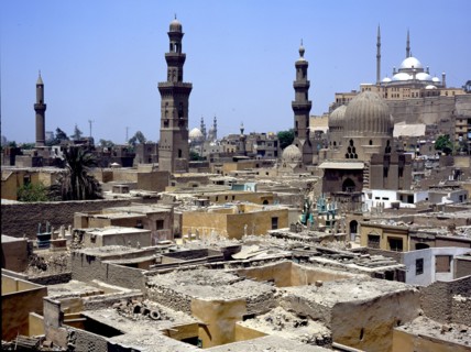 View of the citadel of Cairo with the Mohammed Ali Mosque at the background, built in memory of Tushun Pasha, Mohammed Ali's son