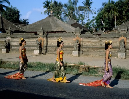 Women in elaborate costume during the Galungan festival