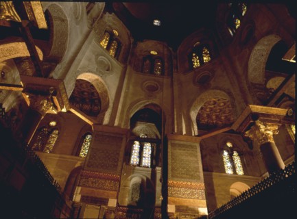Interior with arabesque decoration in Fatimid Cairo