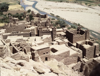 Ait Ben Haddou a striking example of a "ksar", a fortified city composed of earthen buildings surrounded by high defensive walls
