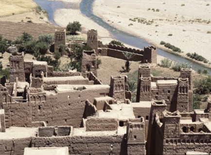 Ait Ben Haddou a striking example of a "ksar", a fortified city composed of earthen buildings surrounded by high defensive walls