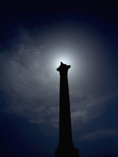 The misnamed "Pompey's Pillar", still standing in front of the Serapeum at Alexandria where it was erected in circa 299 AD in honour of the Emperor Diocletian