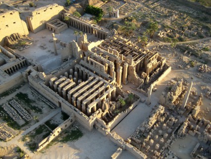 Aerial view of Karnak showing the central building complex of the Precinct of Amun