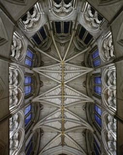 The richly ornamented Gothic vaulting of the nave