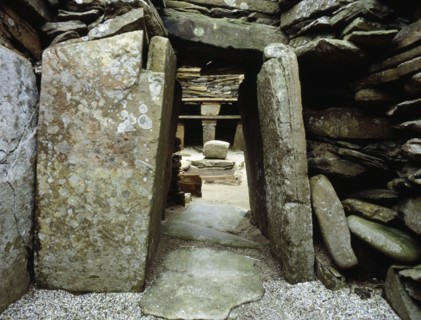 View of the interior of House 1, through the door