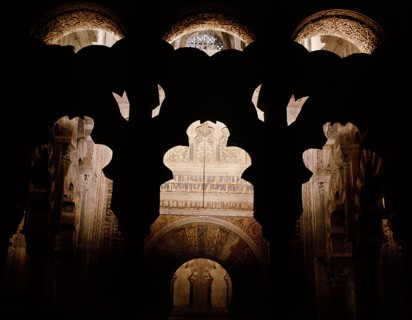 In front of the mihrab of the Great Mosque of Cordoba, part of the 10th century enlargements