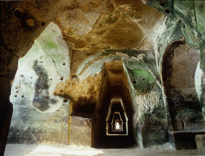The rock-hewn tunnel leading to the cave of the Cumaean Sibyl, near Pozzuoli