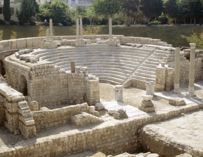 View of the auditorium of Kom Al-Dikka, the Roman theatre at Alexandria, probably built in the 3rd century AD, with later modifications