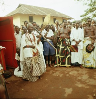 Chiefs and court officials participating in one of the major royal and civic rituals of Benin City