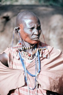 The elaborate beadwork of this Masai woman indicates her ethnic identity, social status, and the number and status of her children