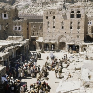 View of traders in an ancient market near San'a