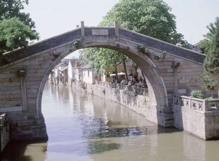 Bridge over the outer moat, a connecting link of the Grand Canal at Suzhou