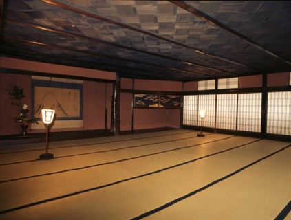 An interior in Shimabara, one of Japan's earliest pleasure quarters which opened in Kyoto in the time of Hideyoshi Toyotomi