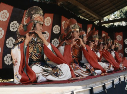 Musical performance at the Shinto temple, Ise