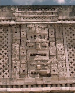 Facade of one of  the  buildings of the Nunnery quadrangle at Uxmal