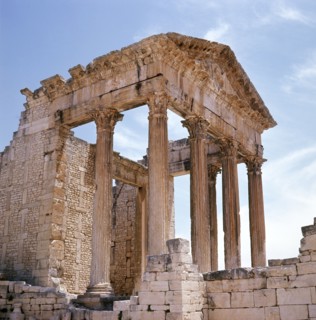 The ruins of Dougga, a small Roman town in North Africa which flourished in the 2nd-3rd centuries AD