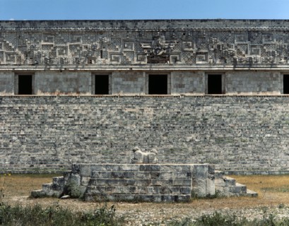 The Palace of the Governor at Uxmal with the Jaguar Throne in the foreground