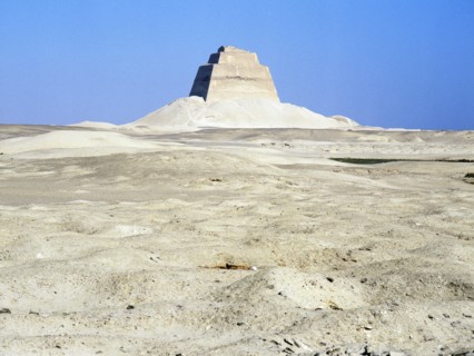 The inner core of the pyramid of Meidum, surrounded by the debris of its collapsed outer covering