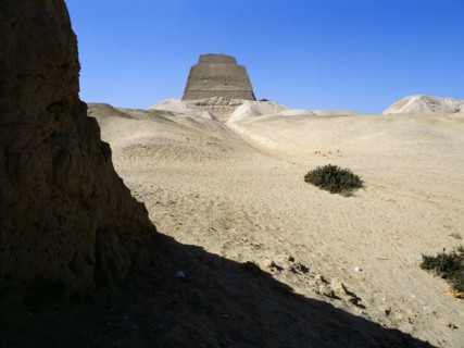 The inner core of the pyramid of Meidum, surrounded by the debris of its collapsed outer covering