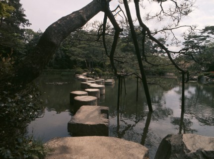 Stepping stones at the Heian shrine garden, Kyoto