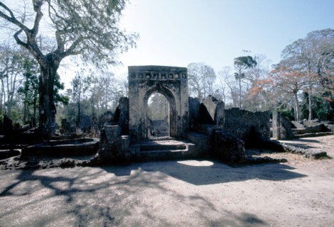 The ruins of Gedi, an important East African city and centre of the slave trade between c