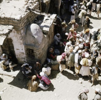 View of traders in an ancient market near San'a