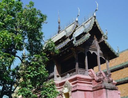 View of a Buddhist temple in the Chiang Mai area of northern Thailand