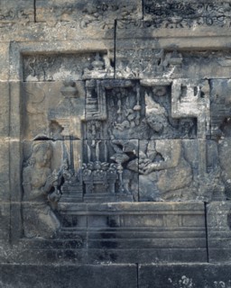 The reliefs on the terraces of Borobudur depict scenes from the life of the Buddha