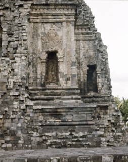 The temple complex at Lara Jonggrang consists of three main sanctuaries dedicated to Shiva, Brahma and Vishnu and three minor ones dedicated to particular forms of Shiva and Shiva's bull mount, Nandi