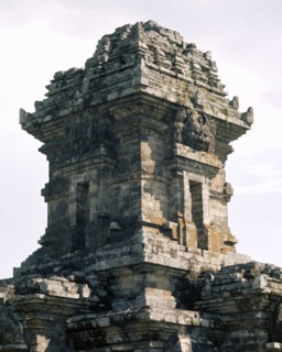 The temple complex at Lara Jonggrang consists of three main sanctuaries dedicated to Shiva, Brahma and Vishnu and three minor ones dedicated to particular forms of Shiva and Shiva's bull mount, Nandi