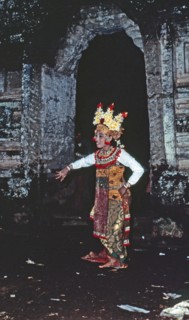 A dance of heavenly nymphs preceding the appearance of Rangda and Barong